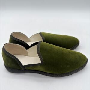 THE ROW Kid's Friulane Velvet Forrest Green Casual Slippers EU 34